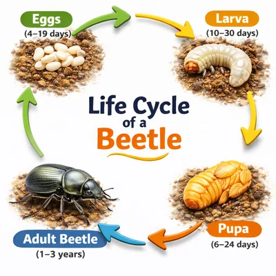Life Cycle Of A Beetle Educational Diagram
