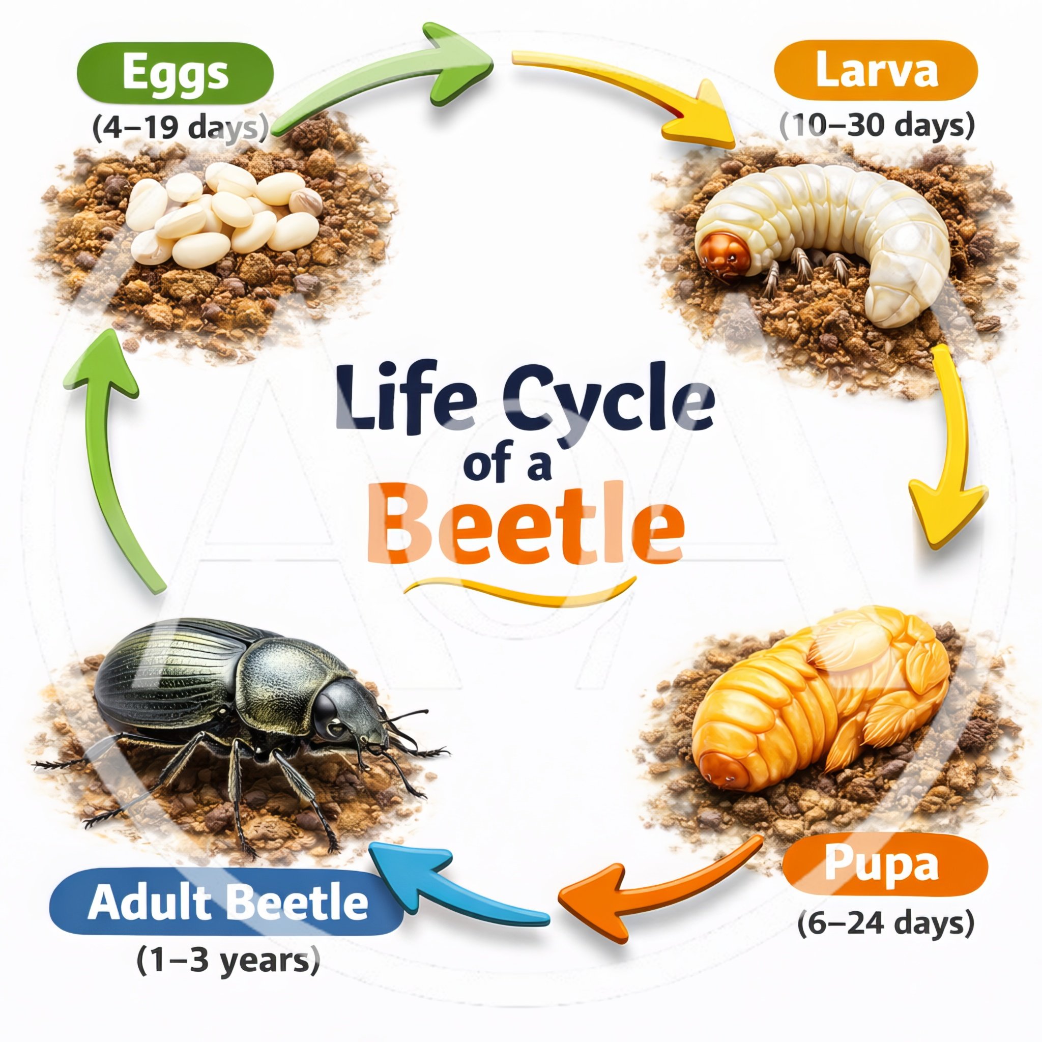 Life Cycle Of A Beetle Educational Diagram