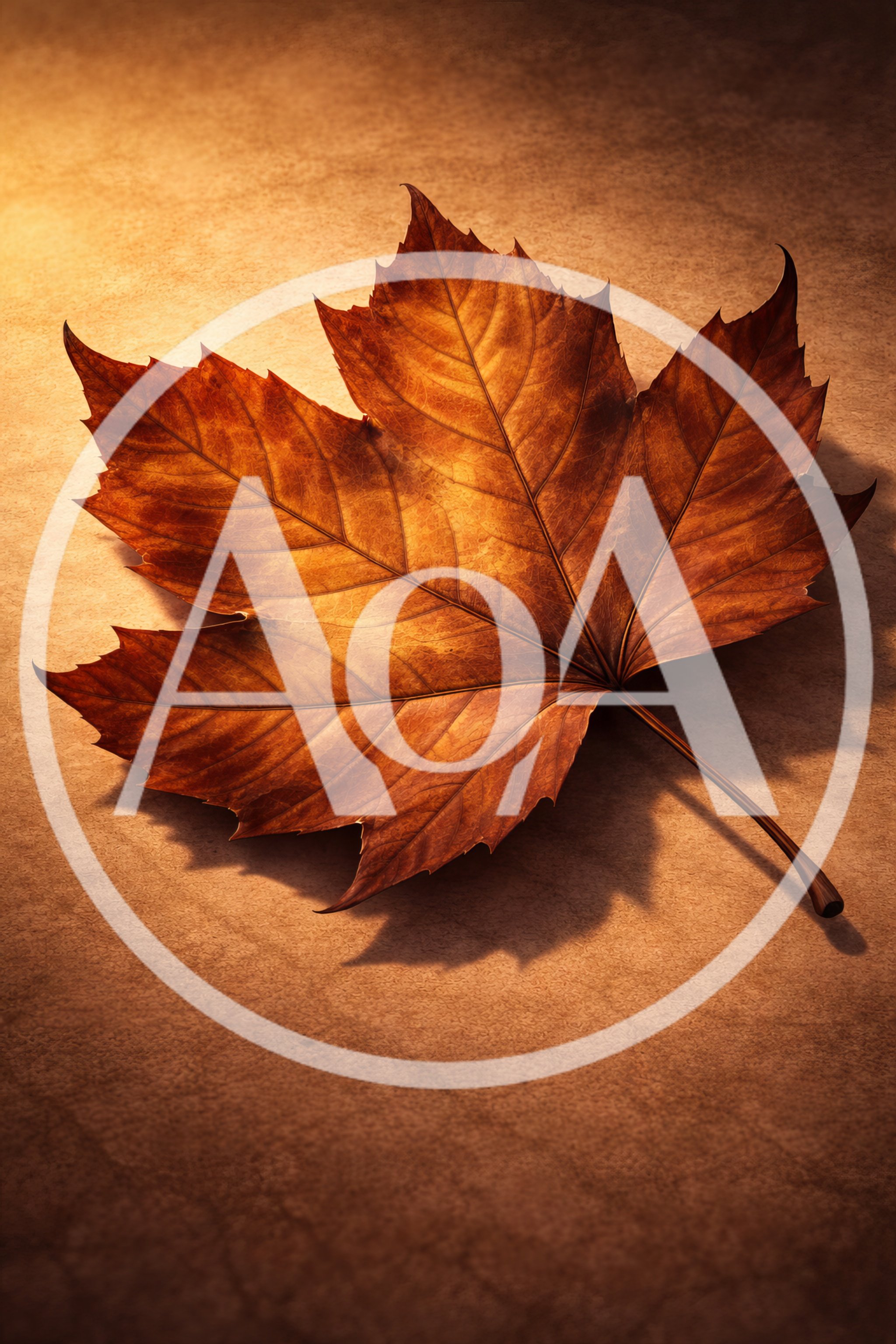 Single Dried Brown Maple Leaf On Textured Background