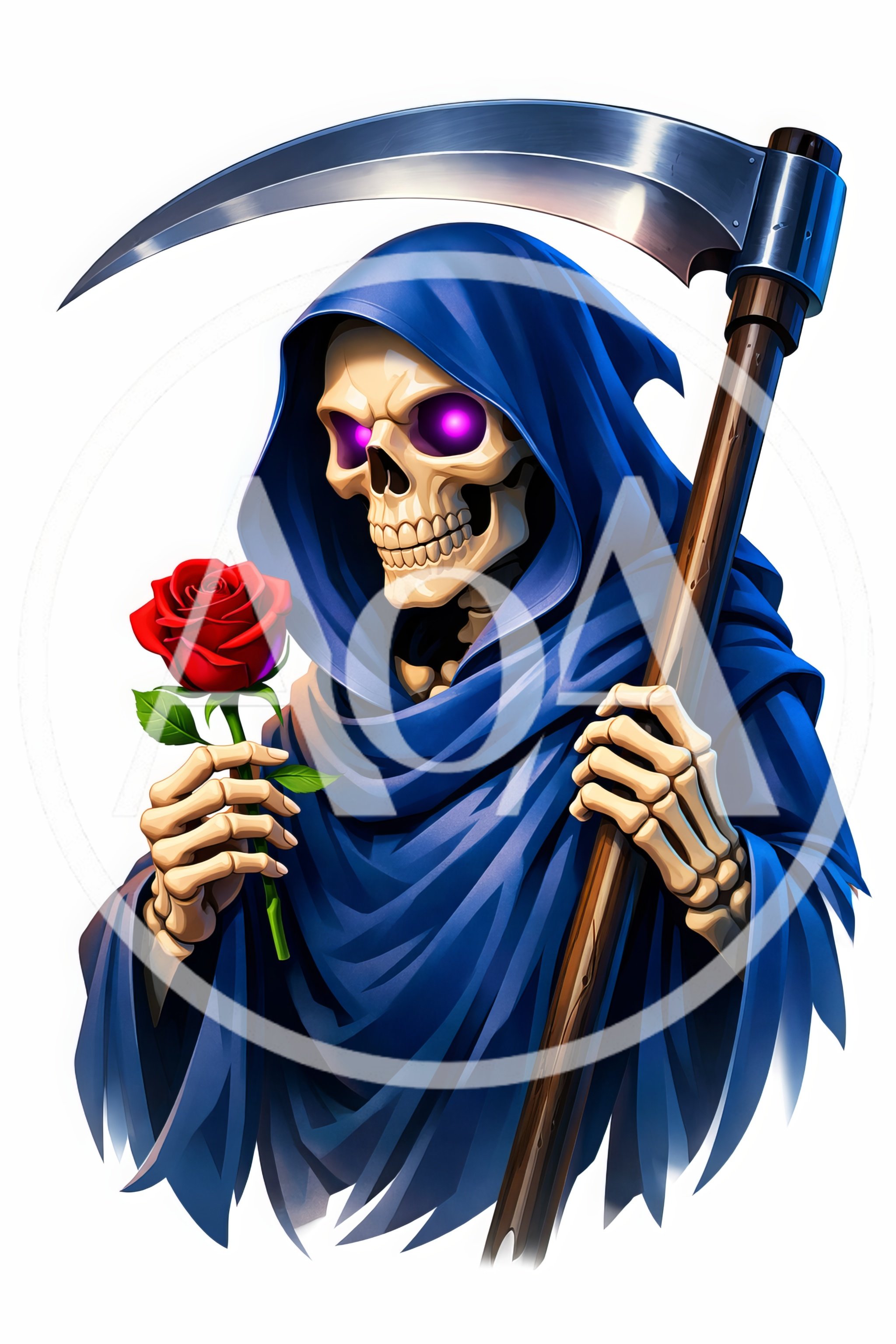 Grim Reaper Holding A Red Rose