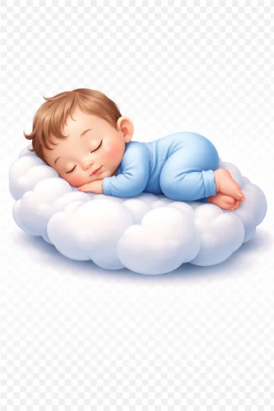 Cute Baby Sleeping Peacefully On A Fluffy Cloud