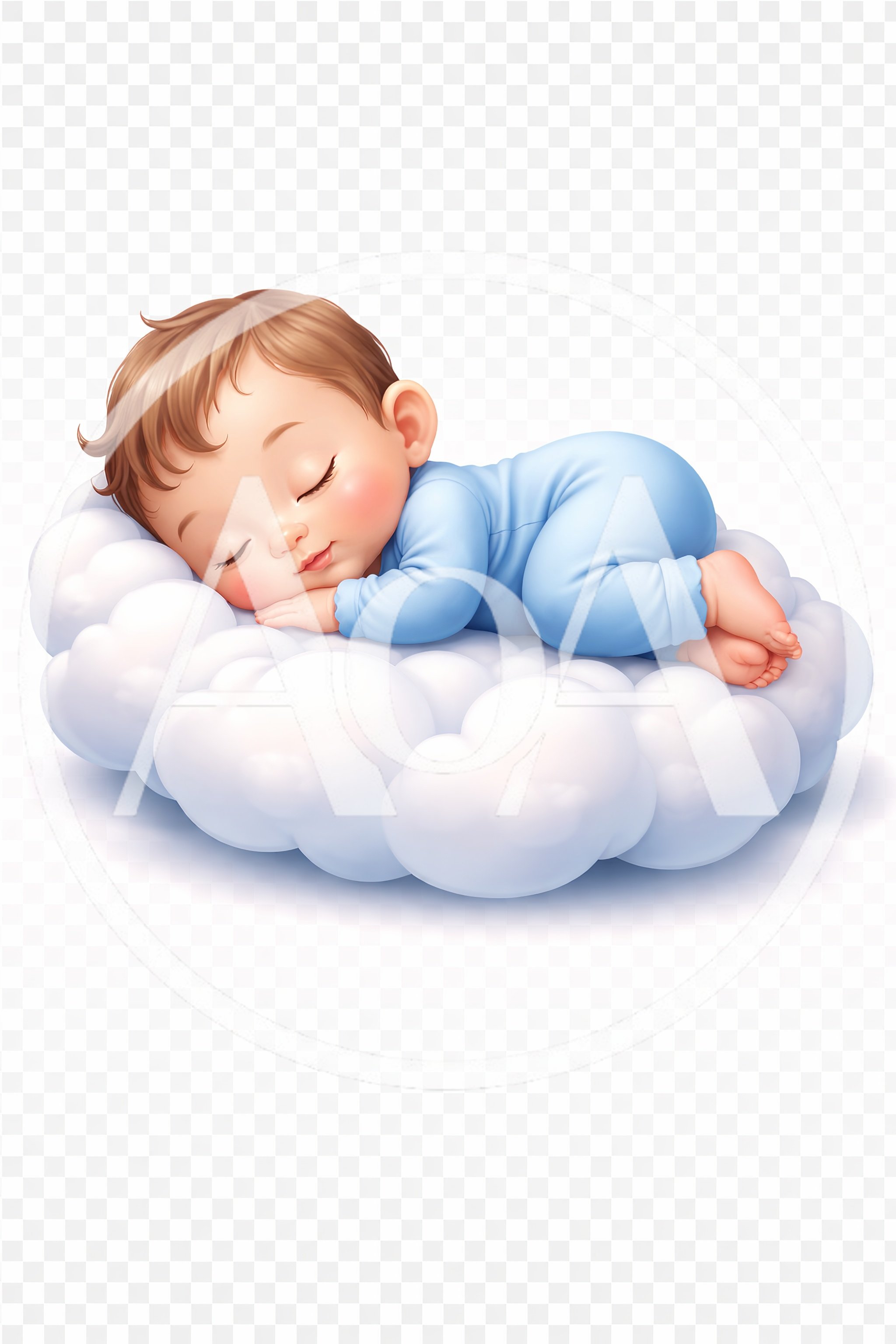Cute Baby Sleeping Peacefully On A Fluffy Cloud