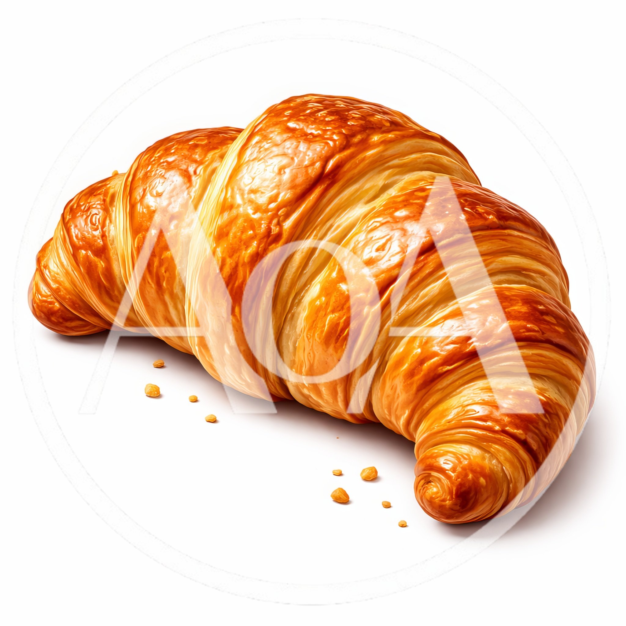 Fresh Golden Brown Croissant With Pastry Crumbs