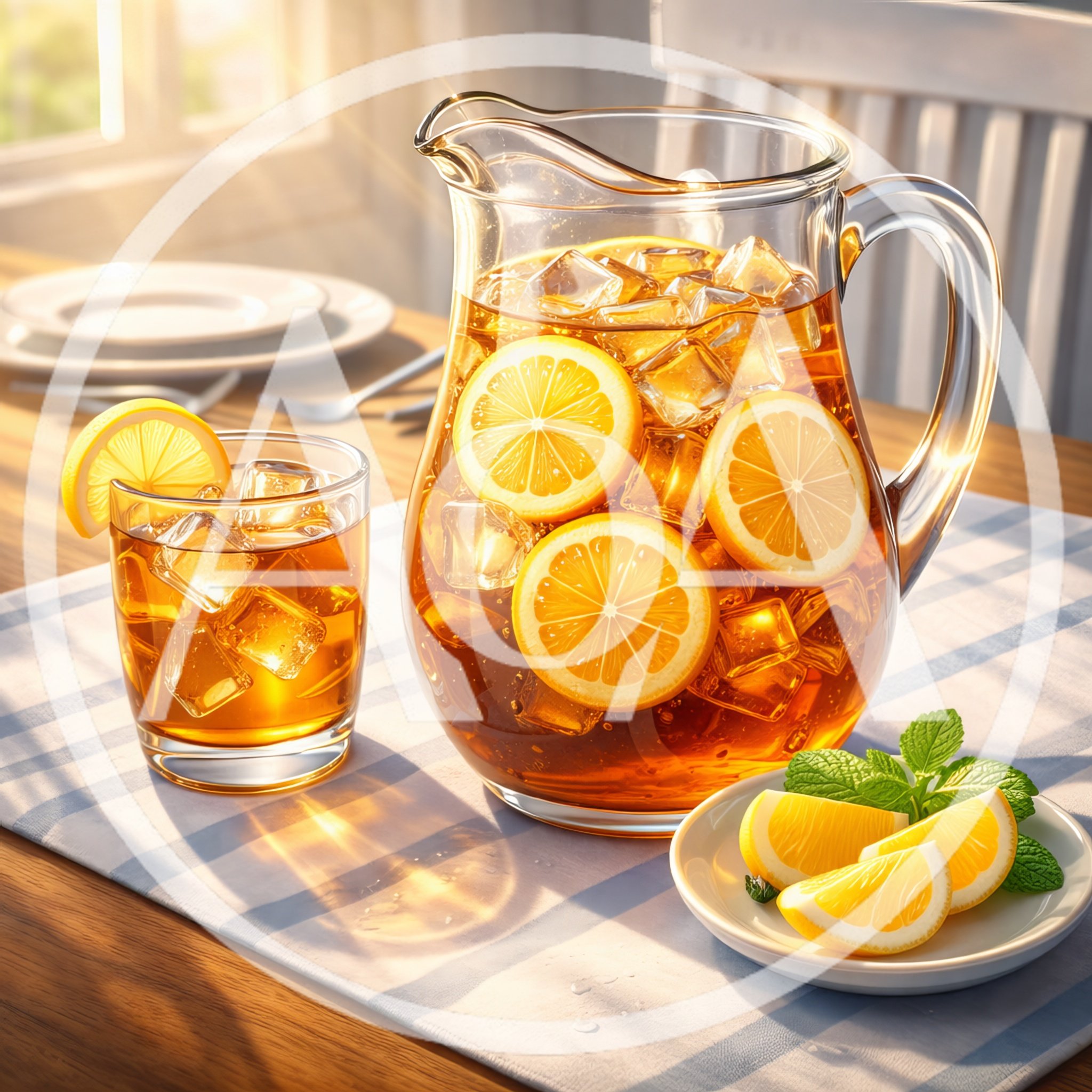 Refreshing Iced Tea Pitcher With Lemon Slices