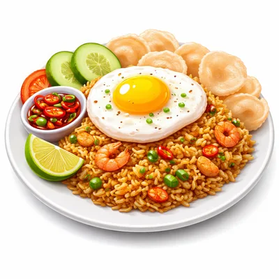 Indonesian Nasi Goreng Fried Rice With Shrimp And Egg