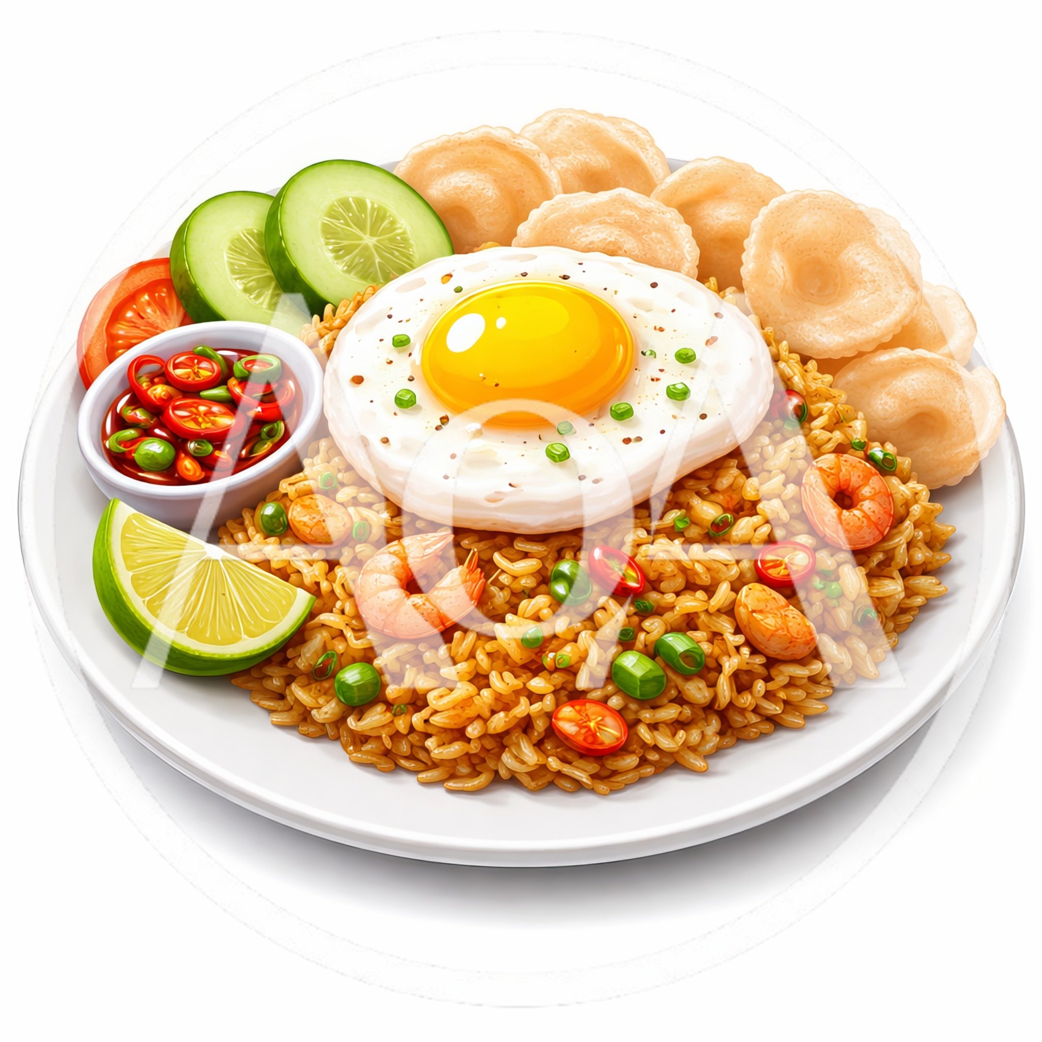 Indonesian Nasi Goreng Fried Rice With Shrimp And Egg
