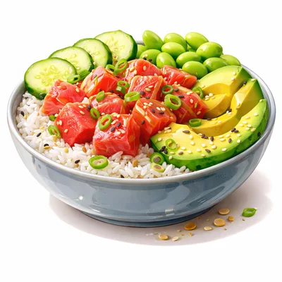 Fresh Tuna Poke Bowl With Avocado And Edamame