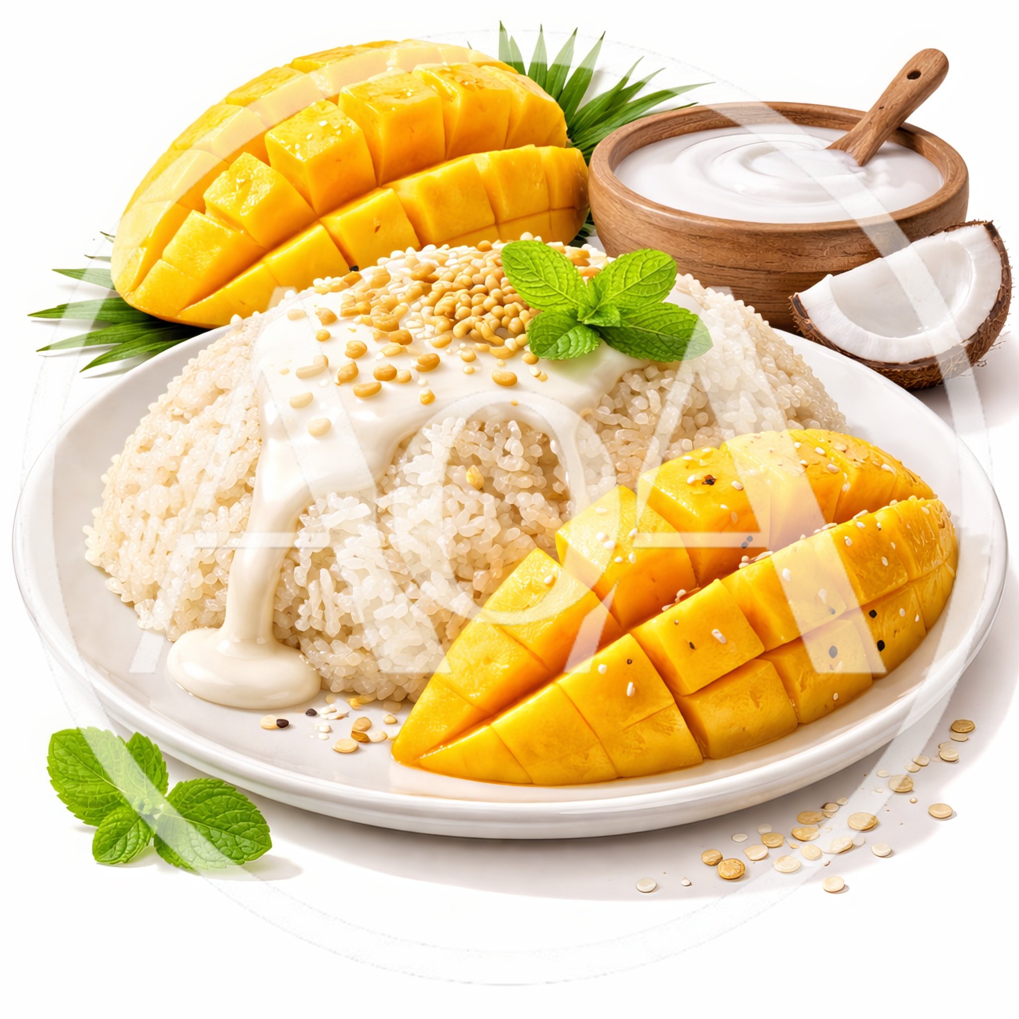 Thai Mango Sticky Rice Dessert with Coconut Cream