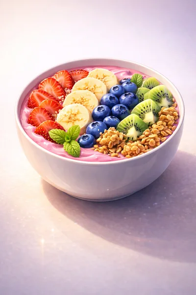 Healthy Fruit Smoothie Bowl With Toppings