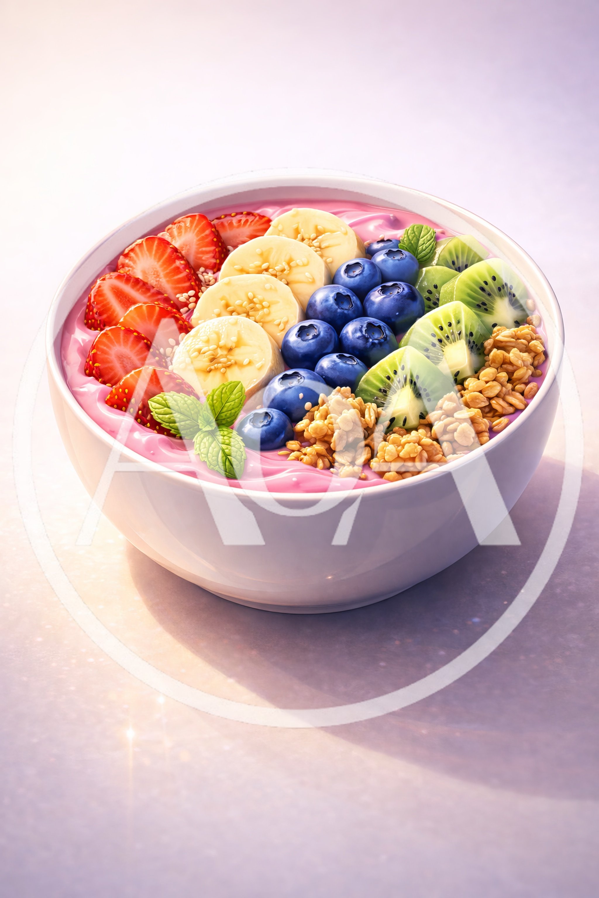Healthy Fruit Smoothie Bowl With Toppings