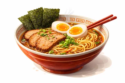 Bowl Of Traditional Japanese Ramen With Pork And Egg