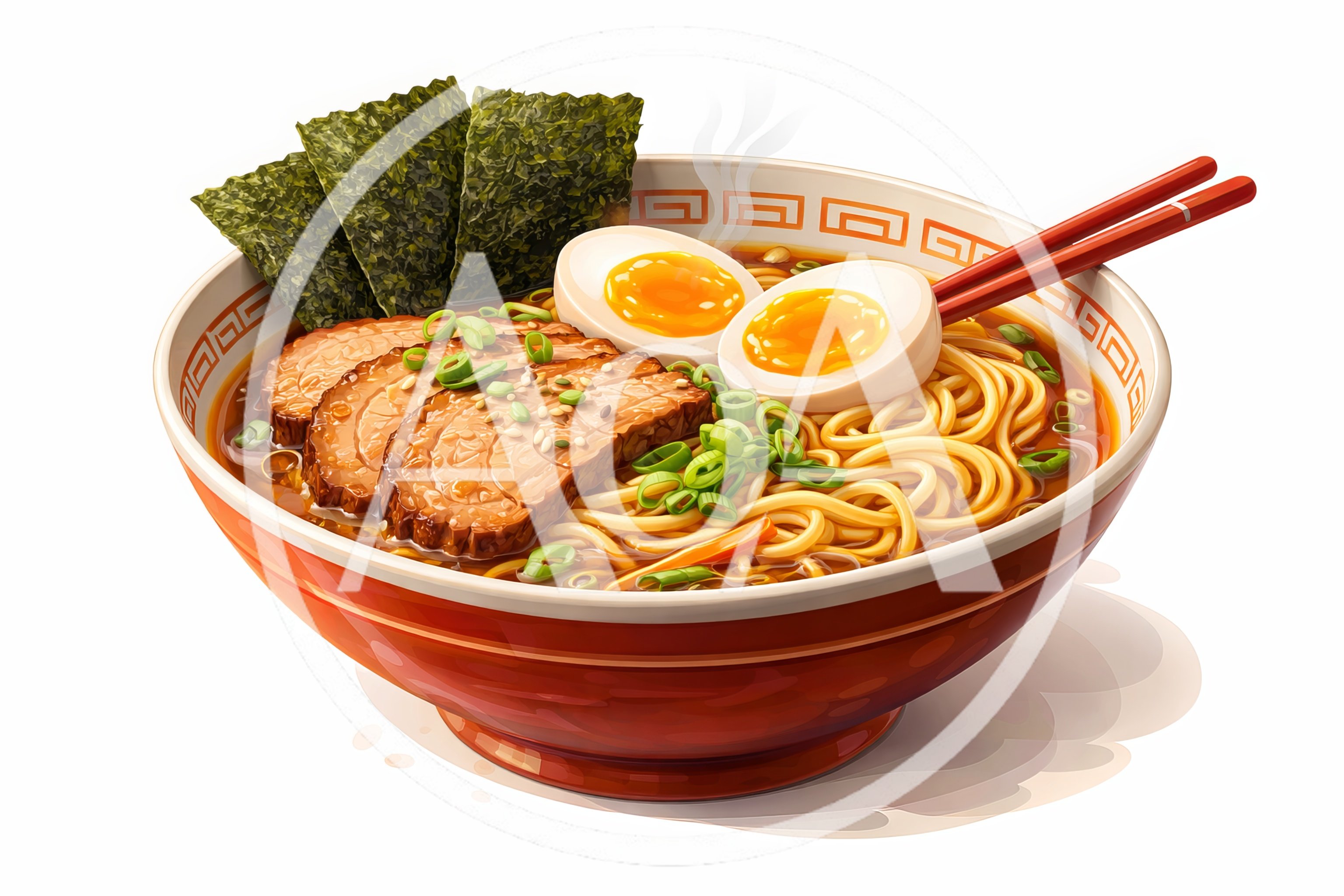 Bowl Of Traditional Japanese Ramen With Pork And Egg