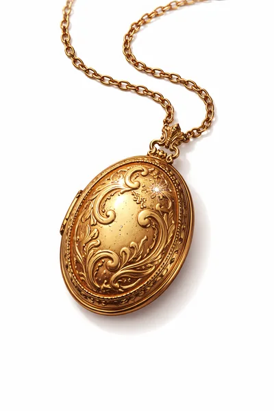 Ornate Gold Locket Pendant On A Chain