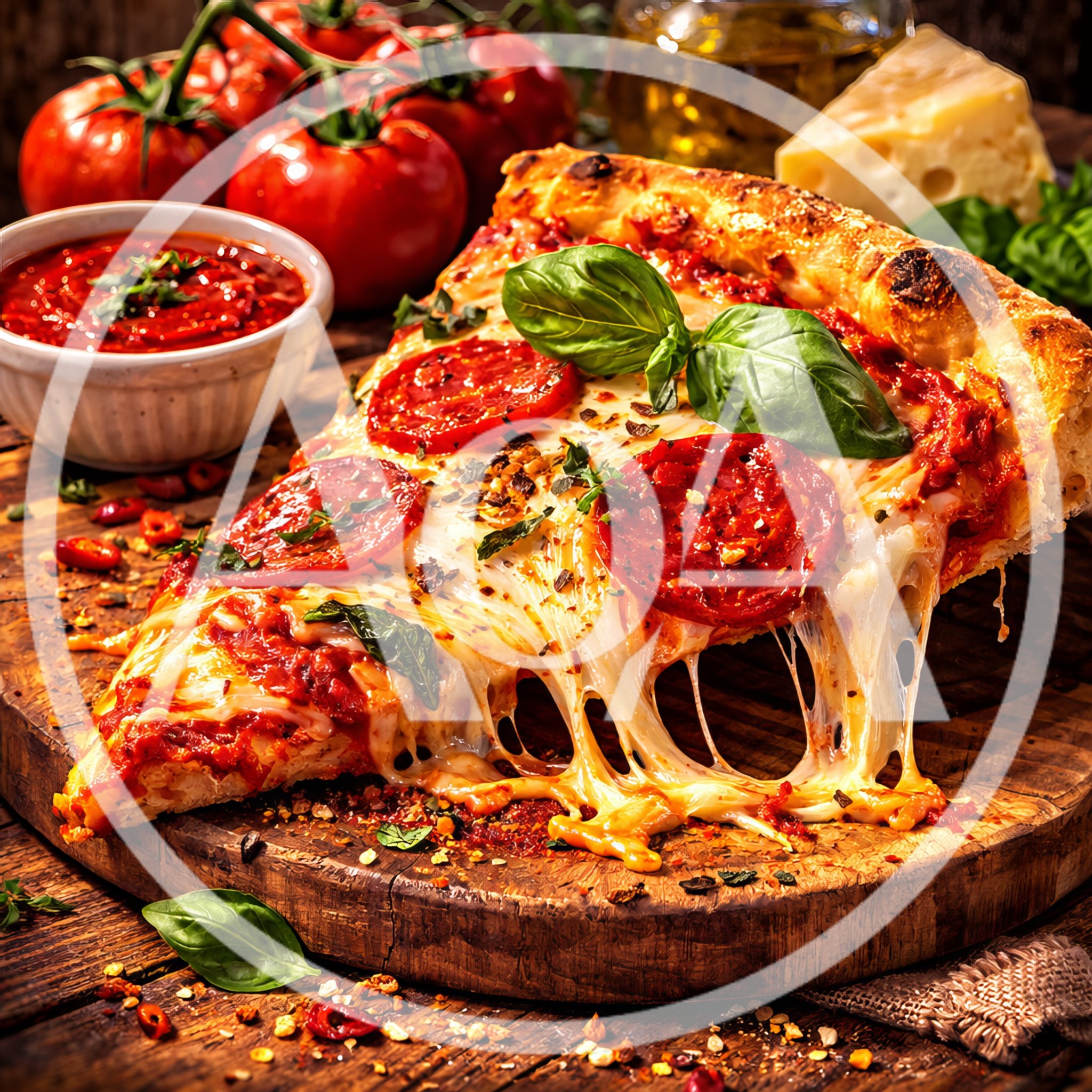Gourmet Pepperoni Pizza Slice With Melting Cheese