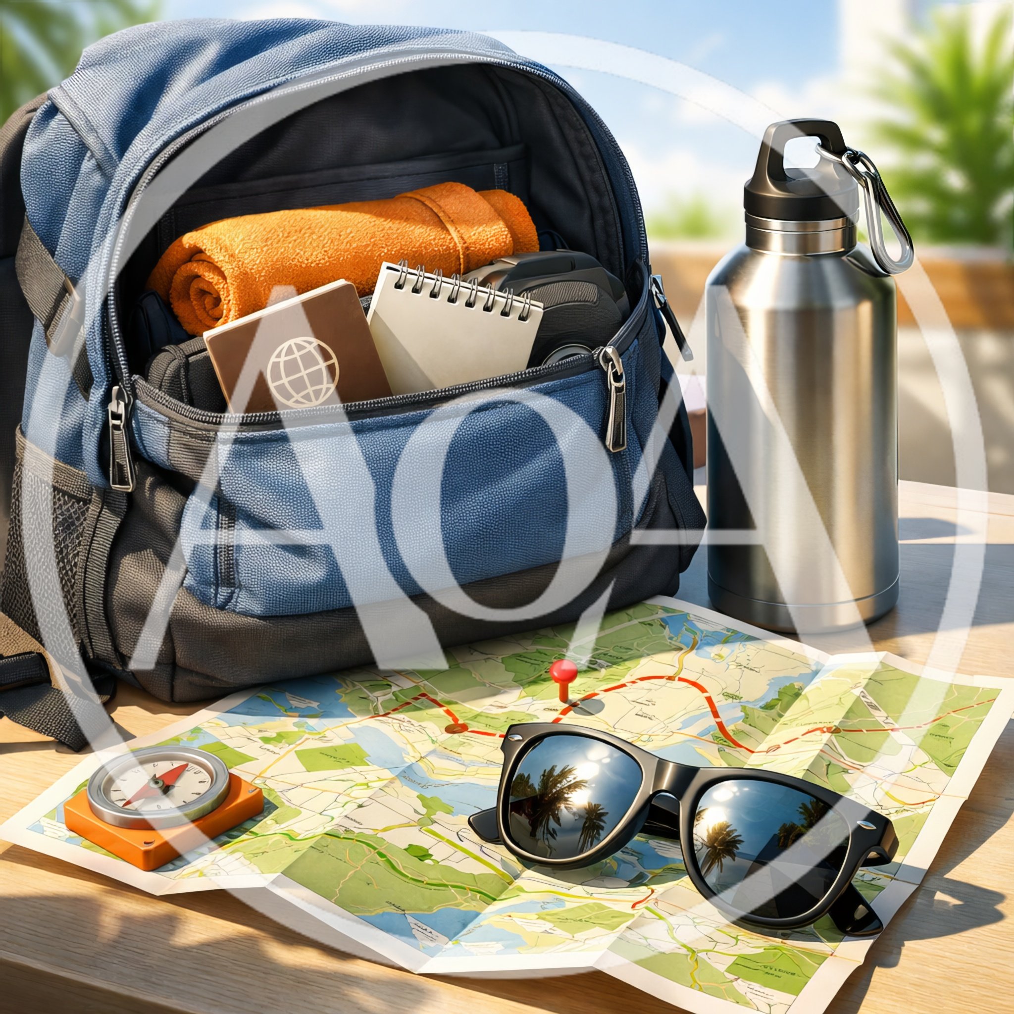 Travel Essentials Backpack With Map And Compass
