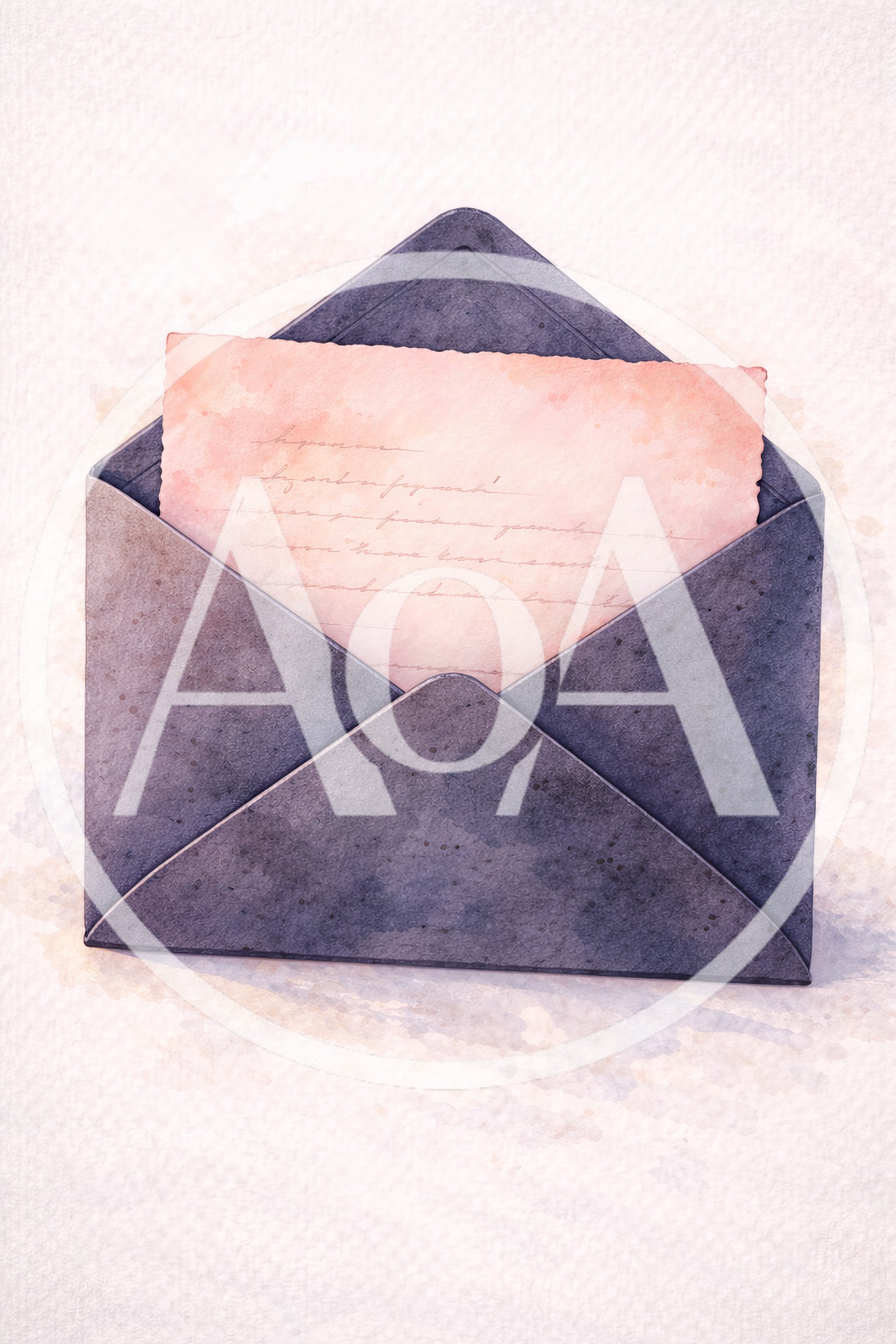 Watercolor Illustration Of An Open Envelope With Letter