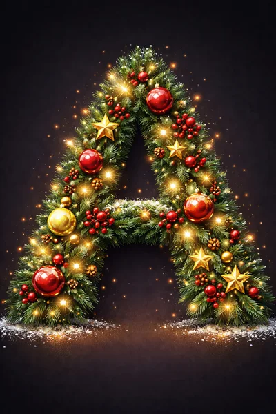 Christmas Letter A Made Of Pine Branches