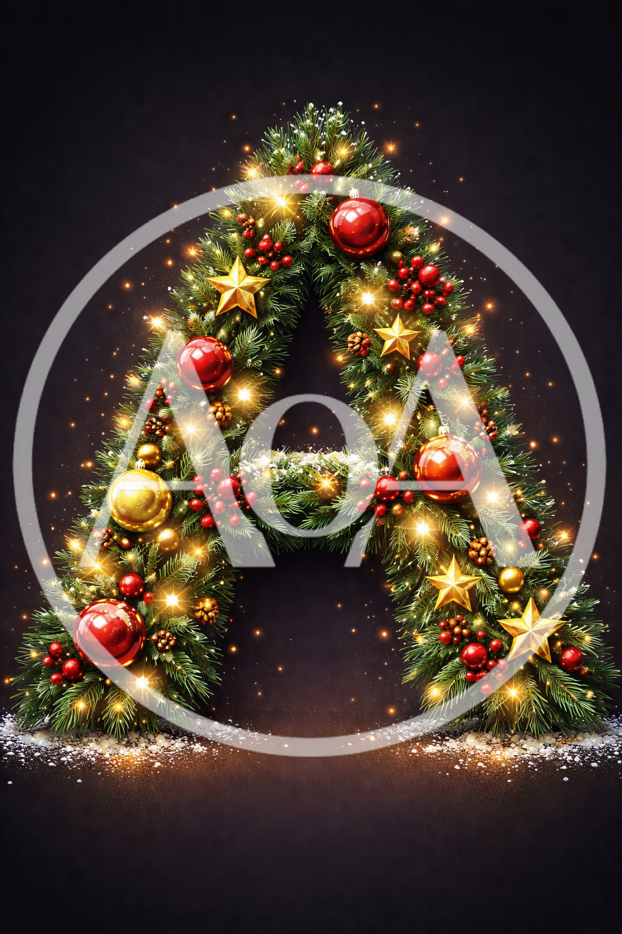 Christmas Letter A Made Of Pine Branches