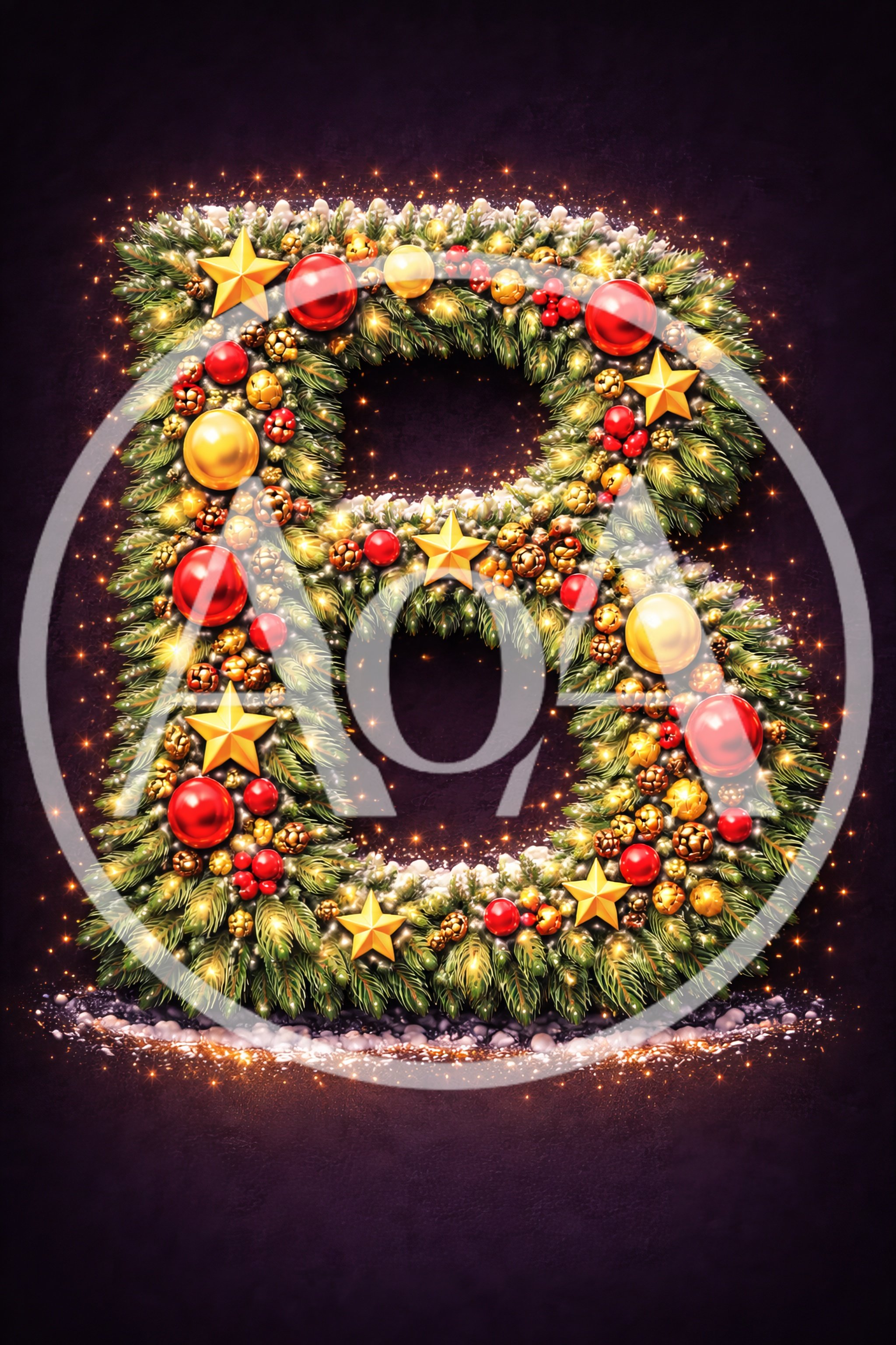 Christmas Wreath Letter B Ornament