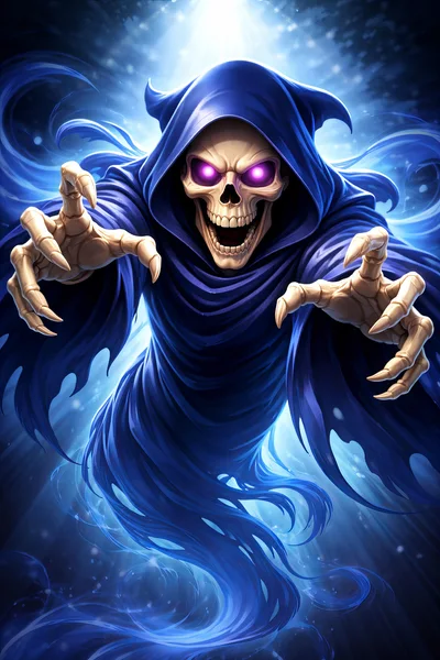 Ethereal Skeleton Specter Reaching Out With Glowing Eyes
