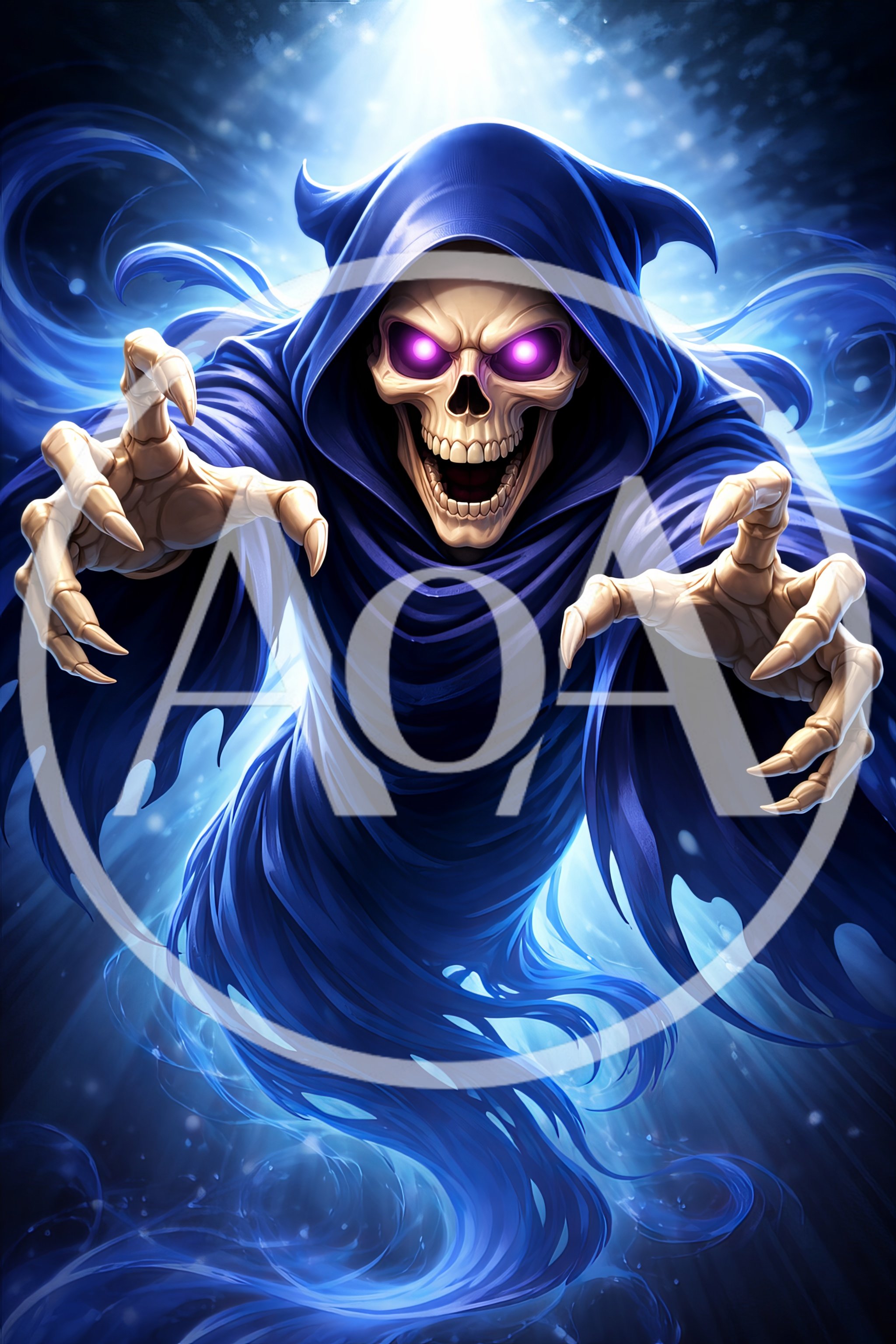 Ethereal Skeleton Specter Reaching Out With Glowing Eyes