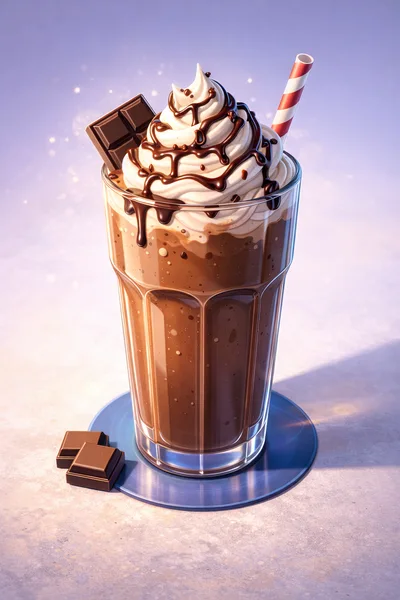 Chocolate Milkshake With Whipped Cream And Chocolate Pieces