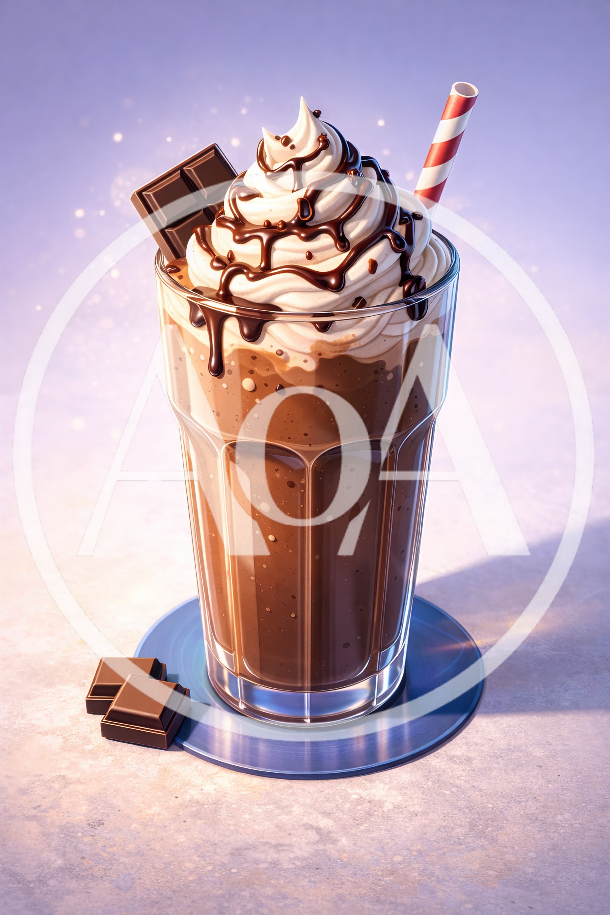 Chocolate Milkshake With Whipped Cream And Chocolate Pieces
