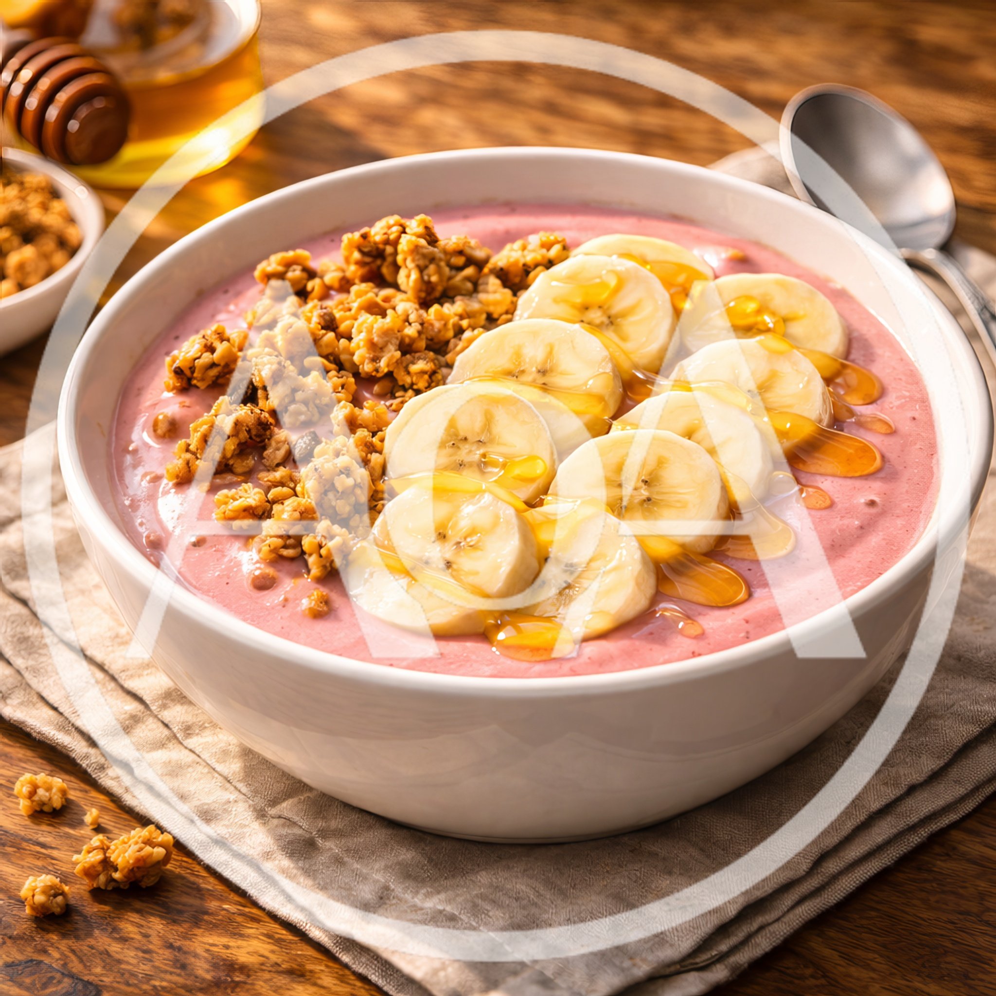 Banana and Granola Smoothie Bowl with Honey Drizzle