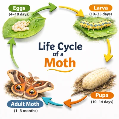 Educational Life Cycle Of A Moth Infographic
