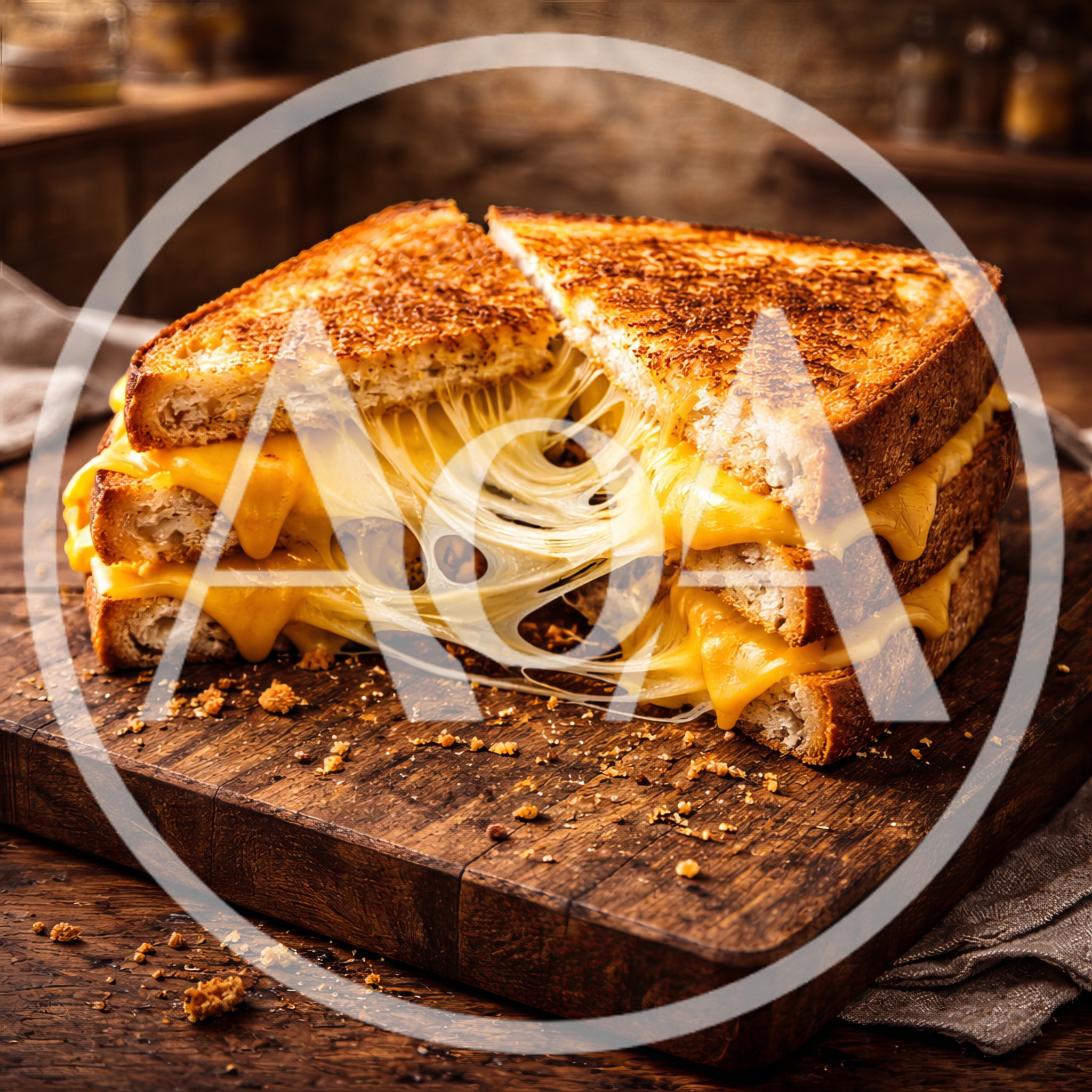 Gourmet Grilled Cheese Sandwich With Melted Stretchy Cheese