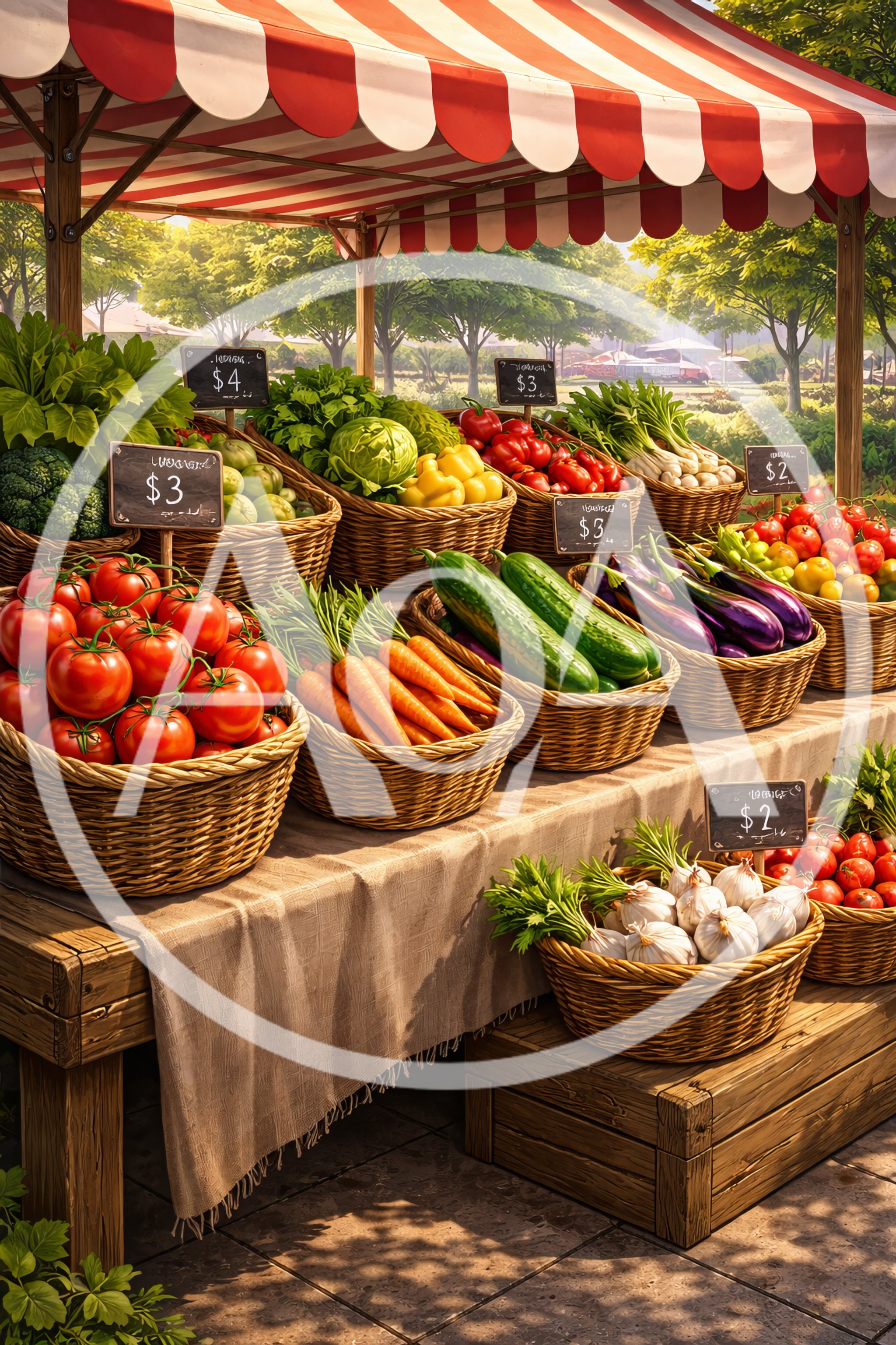Fresh Organic Vegetables Displayed At A Sunny Farmers Market