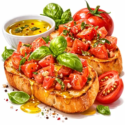 Fresh Tomato Bruschetta With Basil And Olive Oil