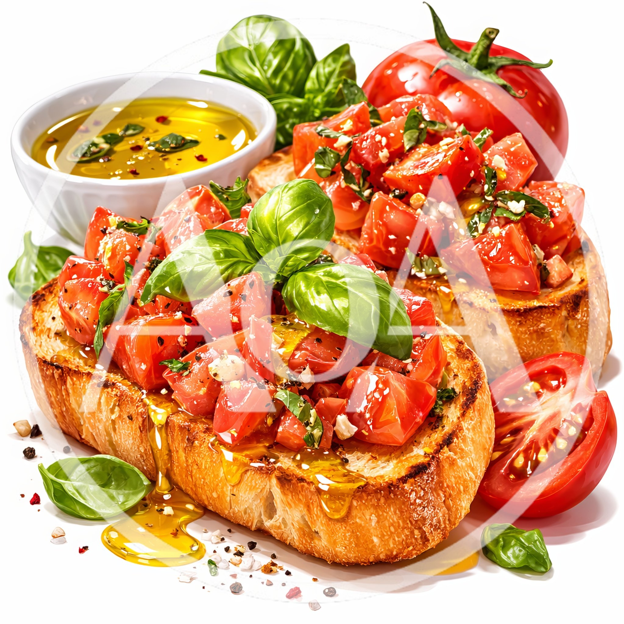 Fresh Tomato Bruschetta With Basil And Olive Oil