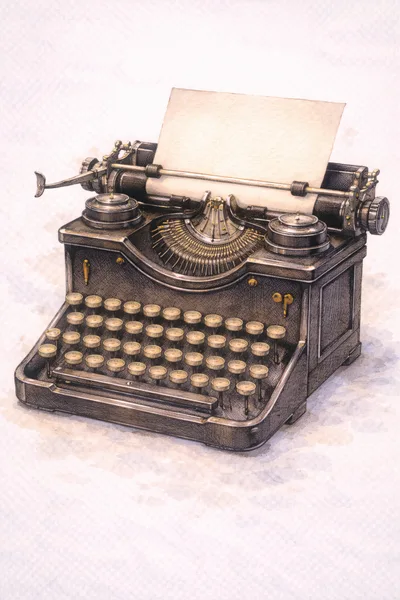Vintage Manual Typewriter With Blank Paper Sheet