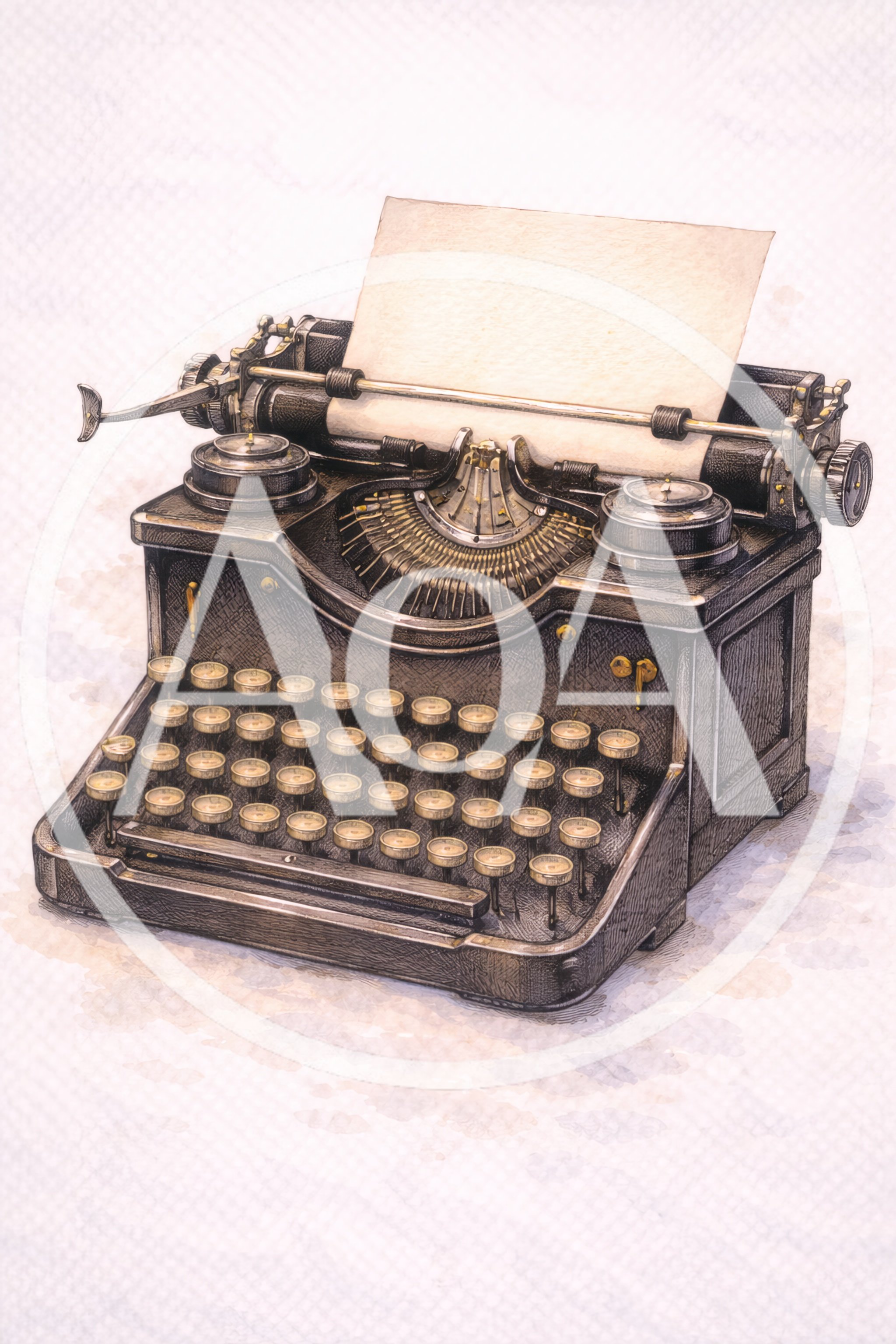 Vintage Manual Typewriter With Blank Paper Sheet