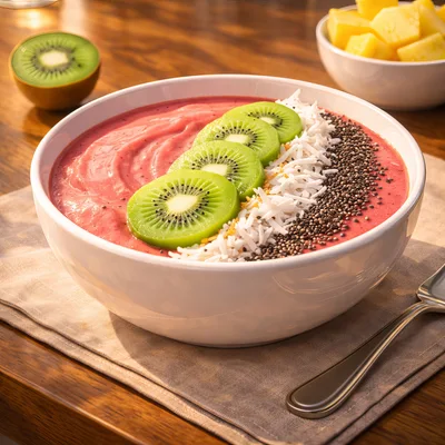 Healthy Fruit Smoothie Bowl With Kiwi And Chia Seeds