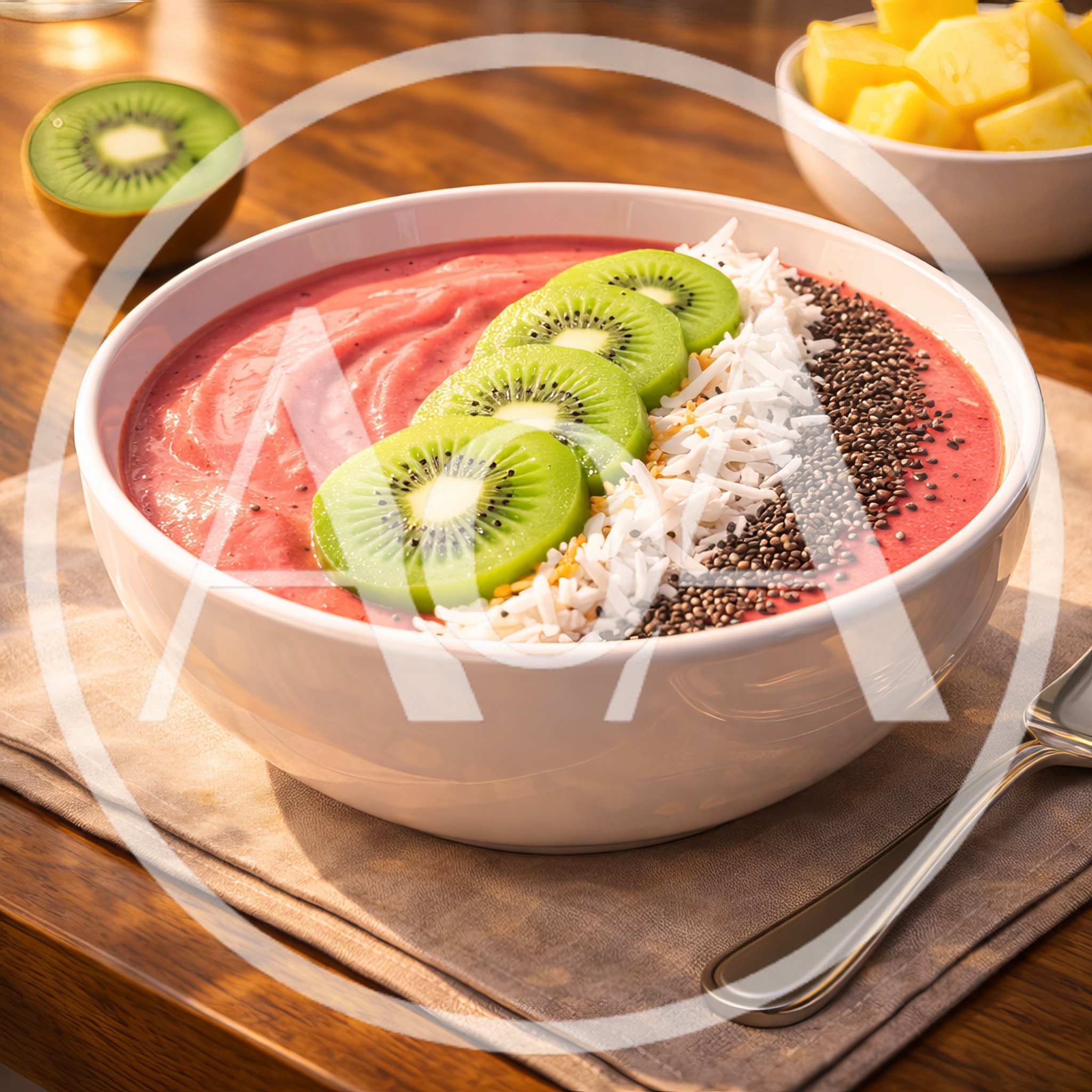 Healthy Fruit Smoothie Bowl With Kiwi And Chia Seeds