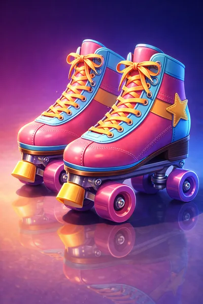 Retro Pink And Blue Roller Skates