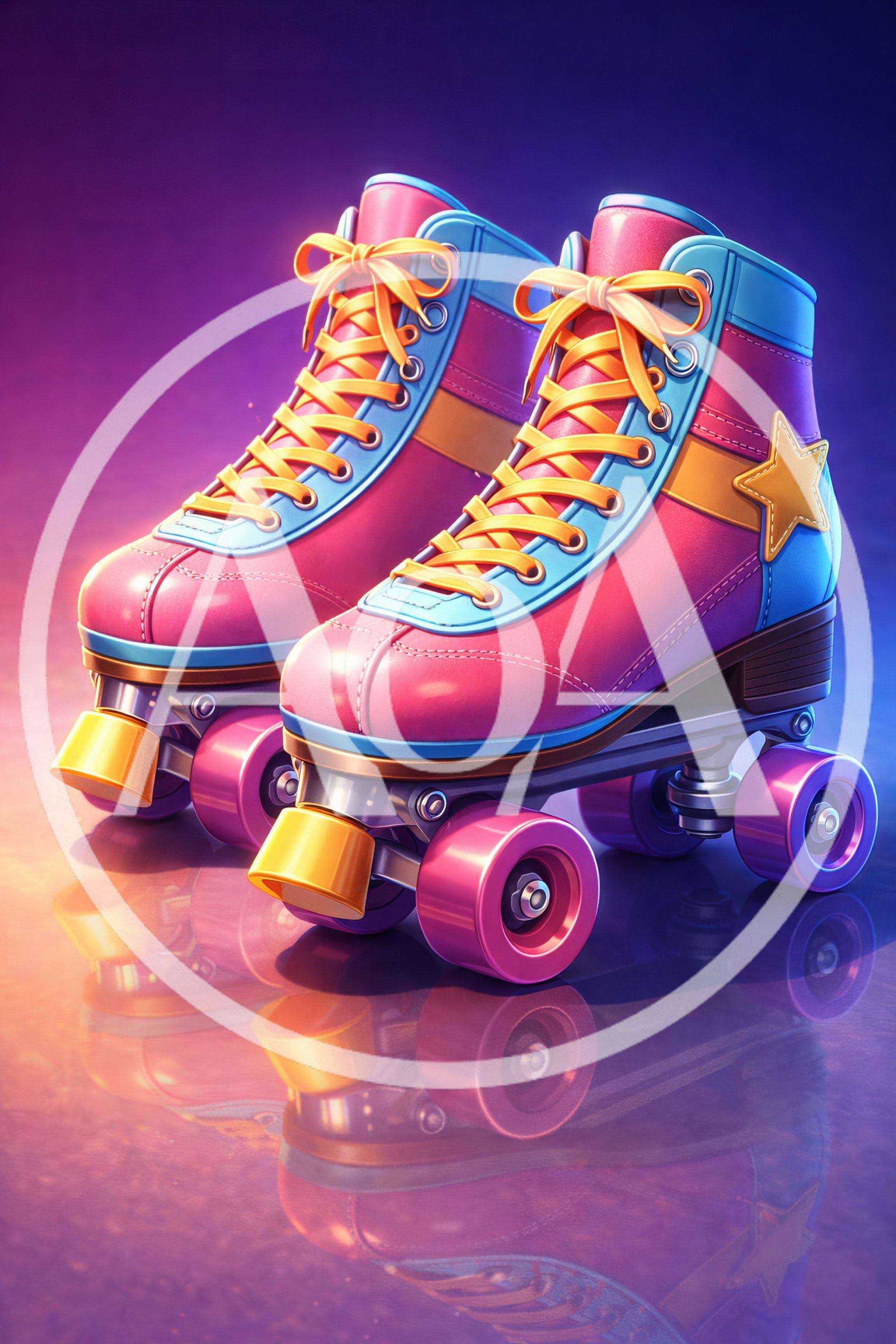 Retro Pink And Blue Roller Skates