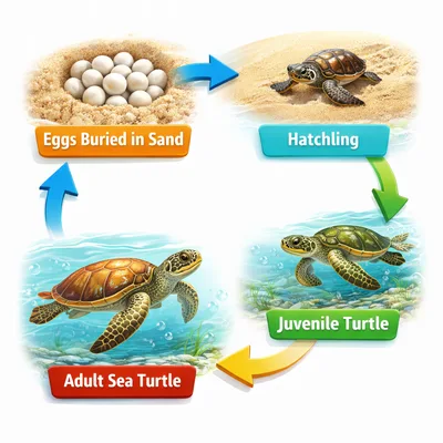 Sea Turtle Life Cycle Educational Illustration