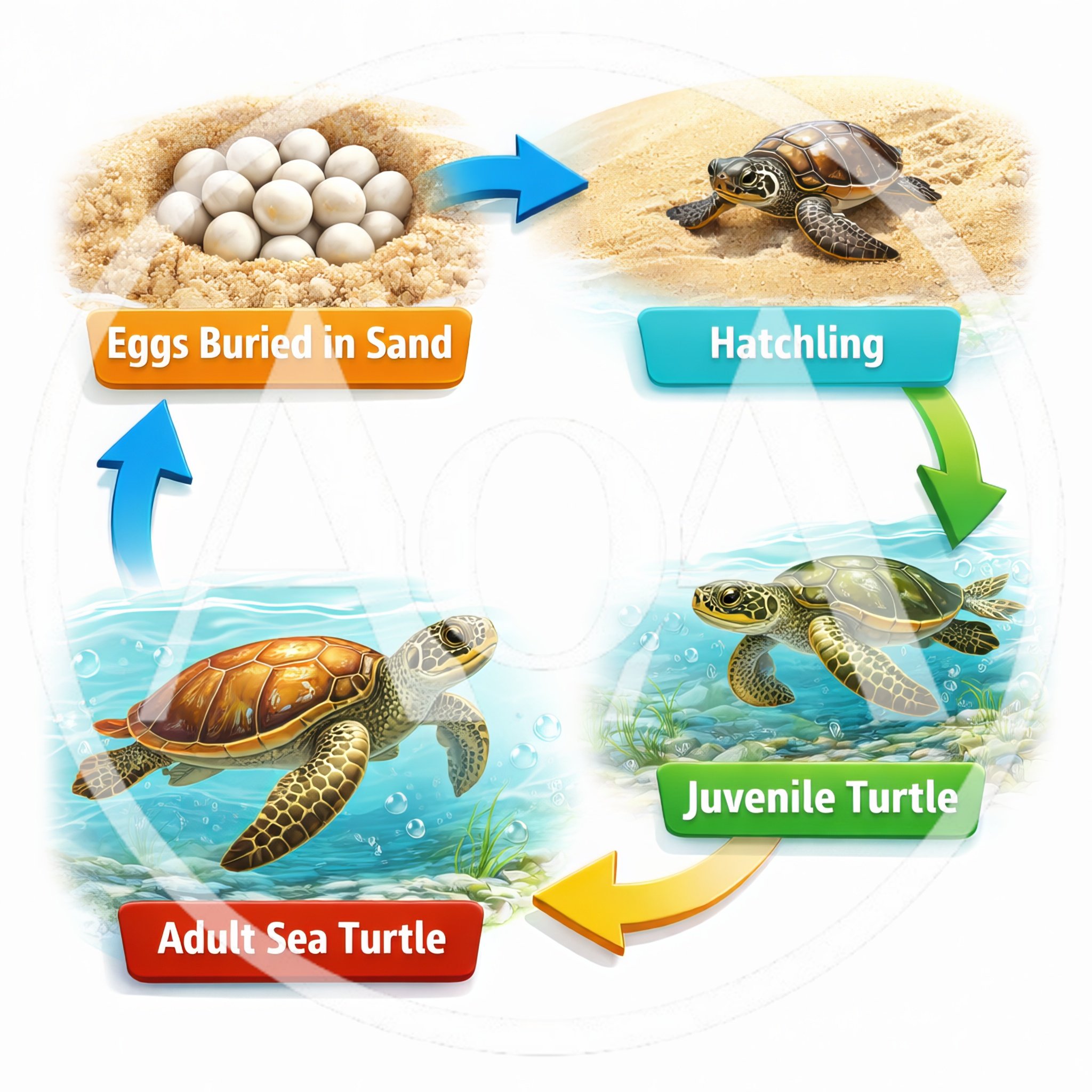 Sea Turtle Life Cycle Educational Illustration