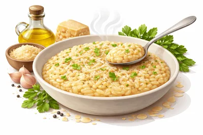 Creamy Risotto Dish With Parmesan And Fresh Herbs