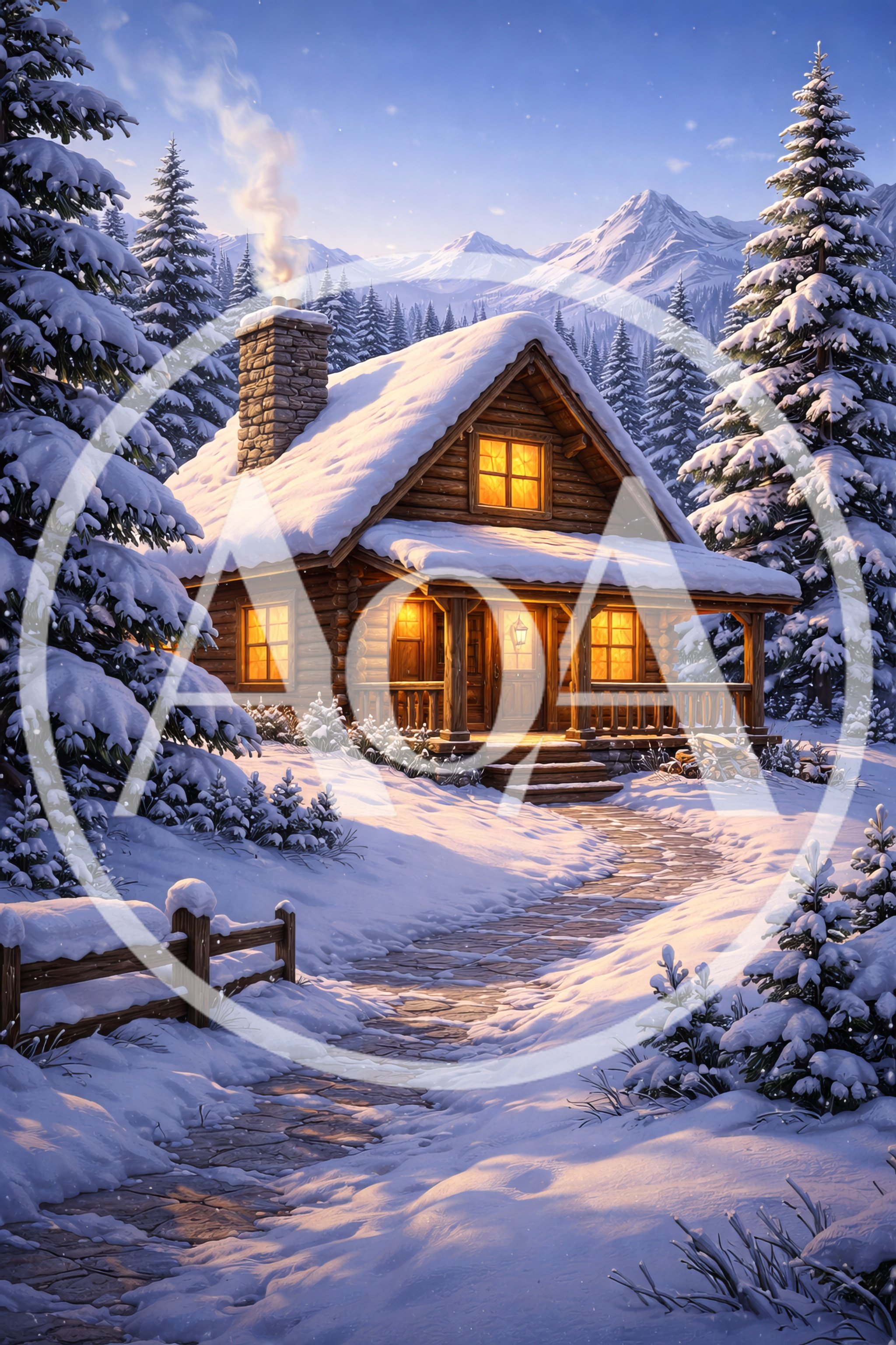 Cozy Log Cabin In Snowy Mountain Forest