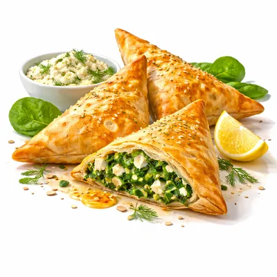 Spinach and Feta Cheese Triangles Pastry