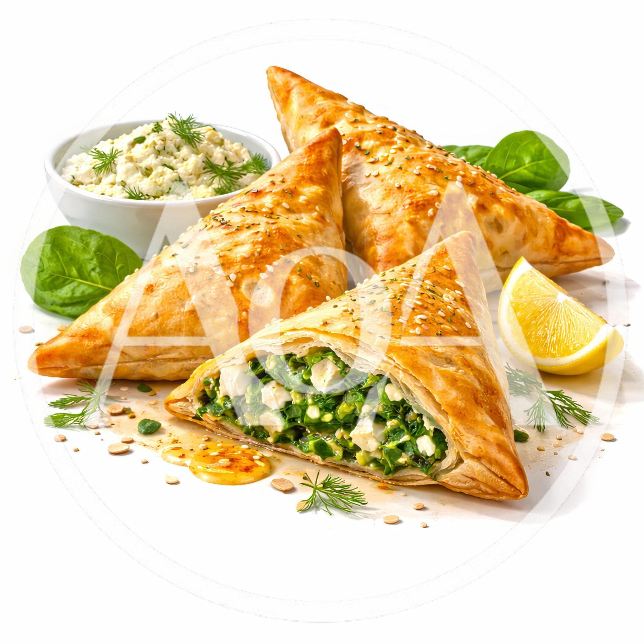 Spinach and Feta Cheese Triangles Pastry