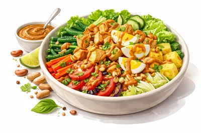 Gado Gado Salad Bowl With Peanut Sauce