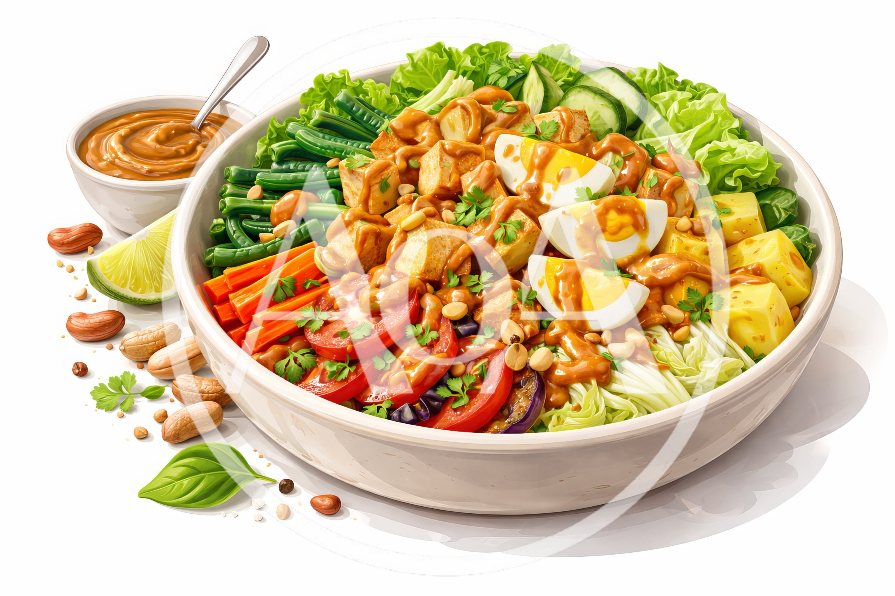 Gado Gado Salad Bowl With Peanut Sauce