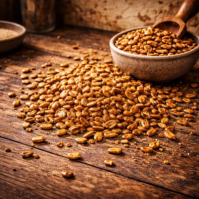 Roasted Sunflower Seeds Piled on Rustic Wooden Table