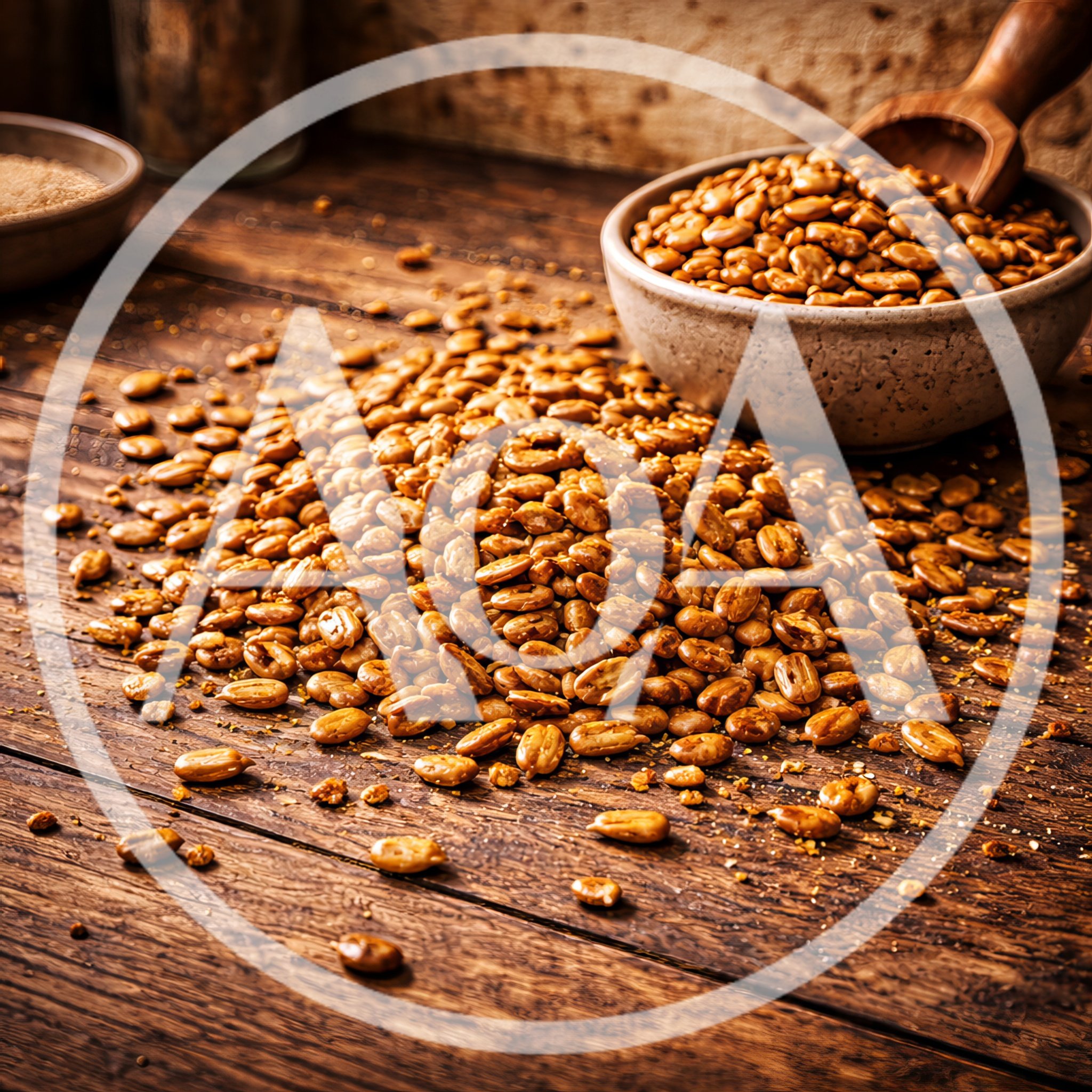 Roasted Sunflower Seeds Piled on Rustic Wooden Table