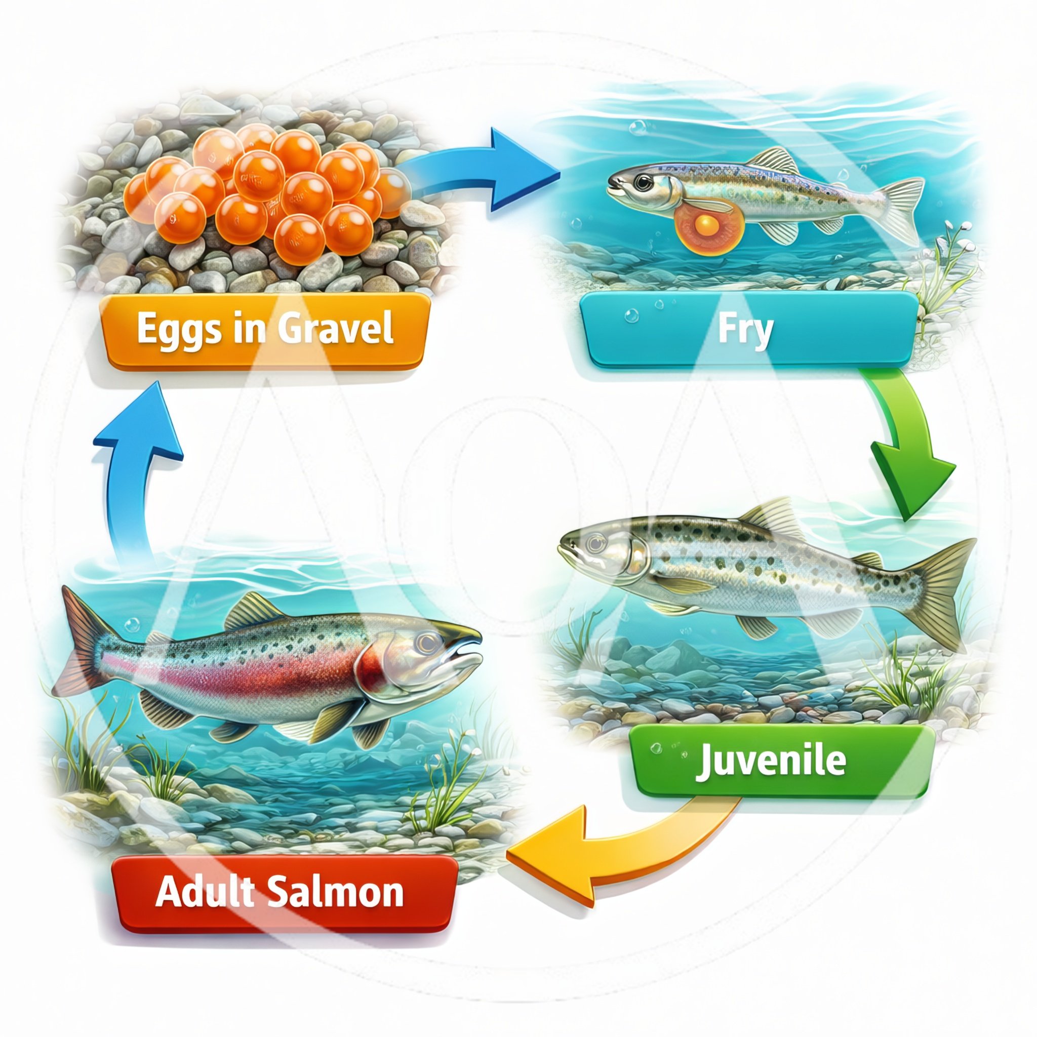 Salmon Life Cycle Infographic Diagram